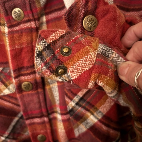 Legendary Whitetails Red Plaid Hooded Snap Down Shirt Jacket - Picture 8 of 17